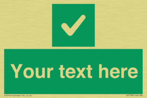 Custom green background, green square with tick sign